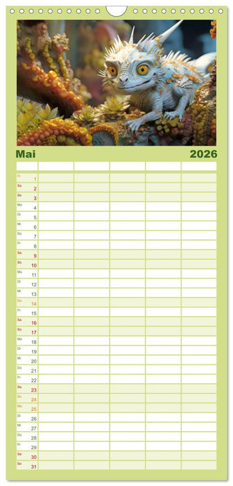 Farbenfrohe Fantasiedrachen (CALVENDO Familienplaner 2026)