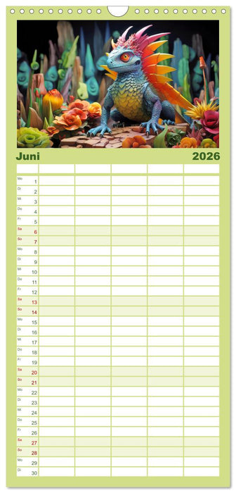 Farbenfrohe Fantasiedrachen (CALVENDO Familienplaner 2026)
