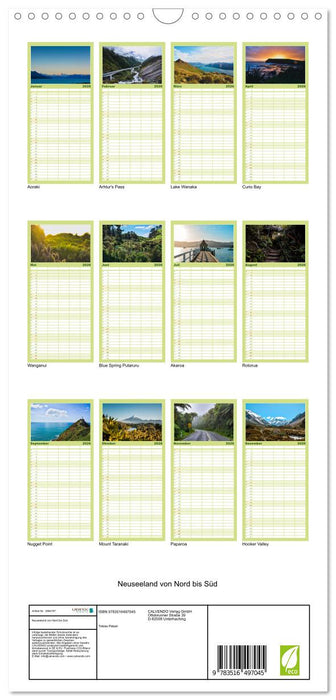 Neuseeland von Nord bis Süd (CALVENDO Familienplaner 2026)