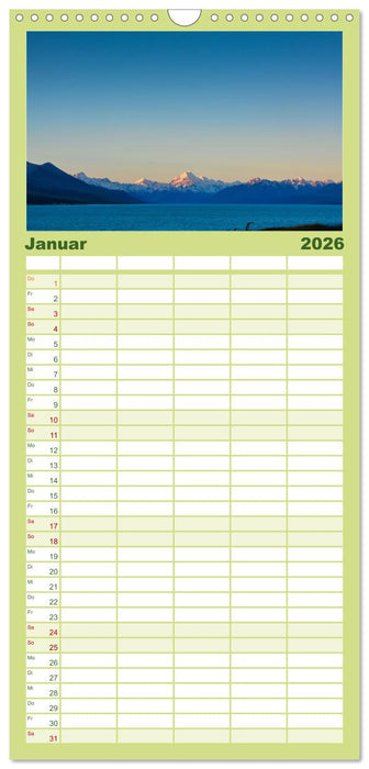 Neuseeland von Nord bis Süd (CALVENDO Familienplaner 2026)