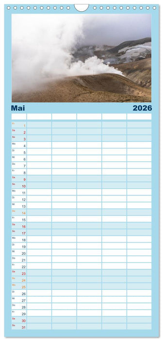 Island - Gletscher, Wasserfälle, Heiße Quellen (CALVENDO Familienplaner 2026)