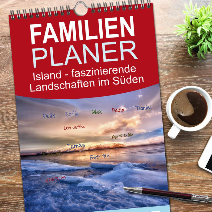 Island - faszinierende Landschaften im Süden (CALVENDO Familienplaner 2026)
