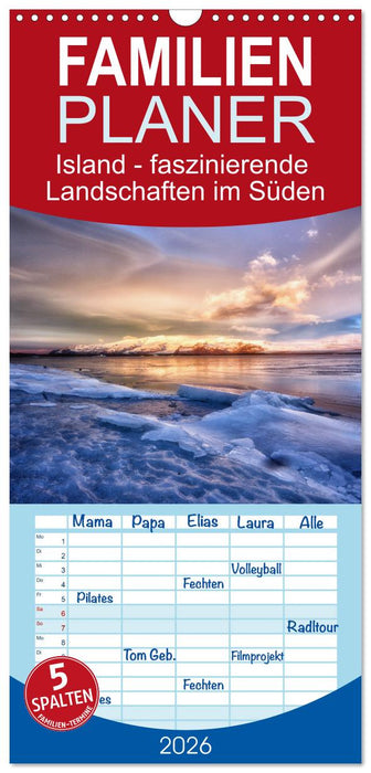 Island - faszinierende Landschaften im Süden (CALVENDO Familienplaner 2026)