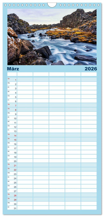 Island - faszinierende Landschaften im Süden (CALVENDO Familienplaner 2026)