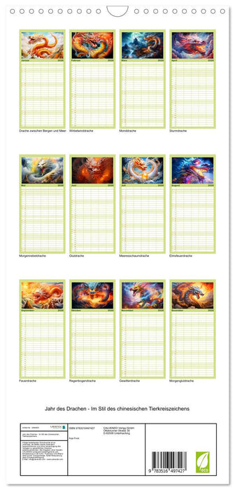 Jahr des Drachen - Im Stil des chinesischen Tierkreiszeichens (CALVENDO Familienplaner 2026)
