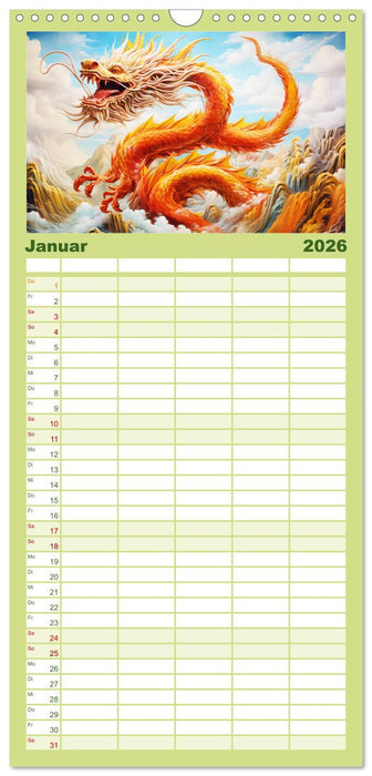 Jahr des Drachen - Im Stil des chinesischen Tierkreiszeichens (CALVENDO Familienplaner 2026)
