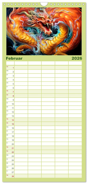 Jahr des Drachen - Im Stil des chinesischen Tierkreiszeichens (CALVENDO Familienplaner 2026)