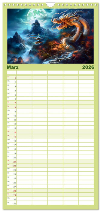 Jahr des Drachen - Im Stil des chinesischen Tierkreiszeichens (CALVENDO Familienplaner 2026)
