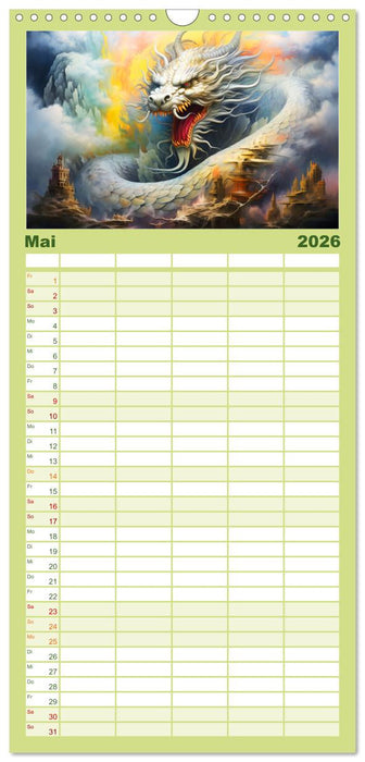 Jahr des Drachen - Im Stil des chinesischen Tierkreiszeichens (CALVENDO Familienplaner 2026)
