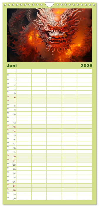 Jahr des Drachen - Im Stil des chinesischen Tierkreiszeichens (CALVENDO Familienplaner 2026)