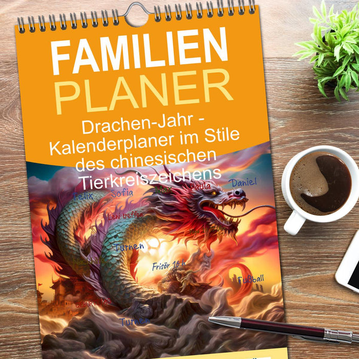Drachen-Jahr - Kalenderplaner im Stile des chinesischen Tierkreiszeichens (CALVENDO Familienplaner 2026)