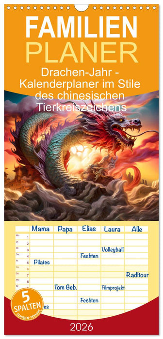 Drachen-Jahr - Kalenderplaner im Stile des chinesischen Tierkreiszeichens (CALVENDO Familienplaner 2026)