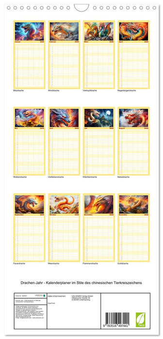 Drachen-Jahr - Kalenderplaner im Stile des chinesischen Tierkreiszeichens (CALVENDO Familienplaner 2026)