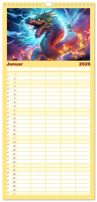 Drachen-Jahr - Kalenderplaner im Stile des chinesischen Tierkreiszeichens (CALVENDO Familienplaner 2026)