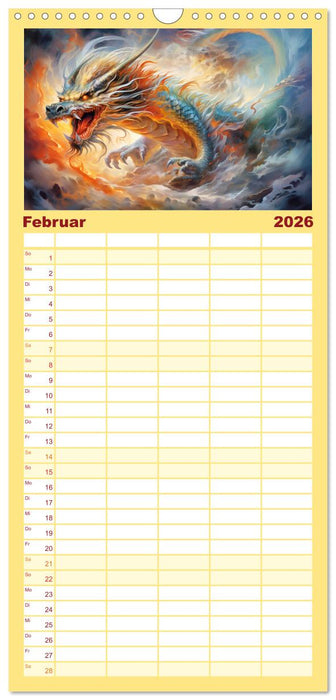 Drachen-Jahr - Kalenderplaner im Stile des chinesischen Tierkreiszeichens (CALVENDO Familienplaner 2026)