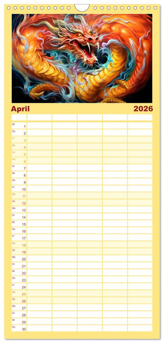 Drachen-Jahr - Kalenderplaner im Stile des chinesischen Tierkreiszeichens (CALVENDO Familienplaner 2026)
