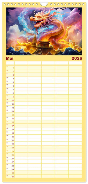 Drachen-Jahr - Kalenderplaner im Stile des chinesischen Tierkreiszeichens (CALVENDO Familienplaner 2026)