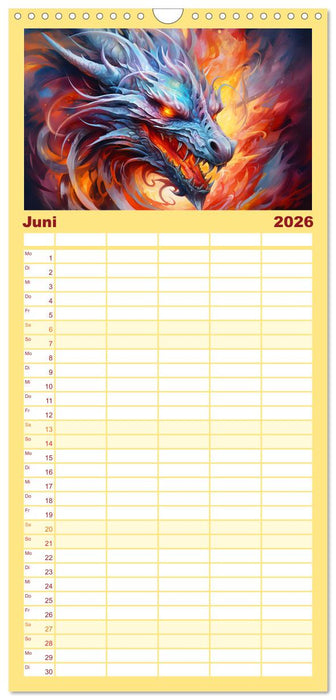 Drachen-Jahr - Kalenderplaner im Stile des chinesischen Tierkreiszeichens (CALVENDO Familienplaner 2026)
