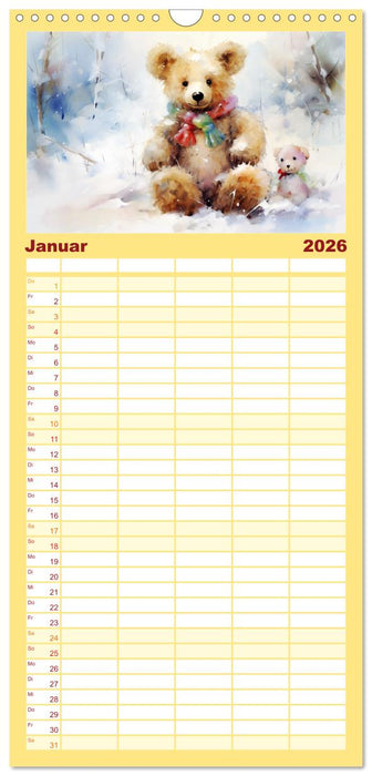 Teddybär Romantik. Verträumte Aquarelle von lieblichen Bären (CALVENDO Familienplaner 2026)