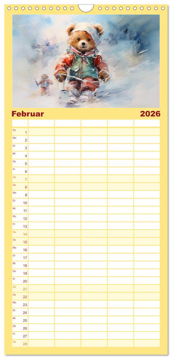 Teddybär Romantik. Verträumte Aquarelle von lieblichen Bären (CALVENDO Familienplaner 2026)