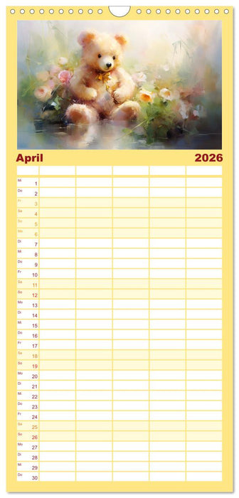 Teddybär Romantik. Verträumte Aquarelle von lieblichen Bären (CALVENDO Familienplaner 2026)