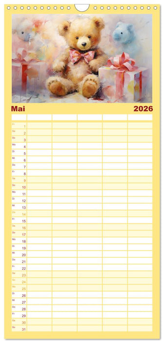 Teddybär Romantik. Verträumte Aquarelle von lieblichen Bären (CALVENDO Familienplaner 2026)