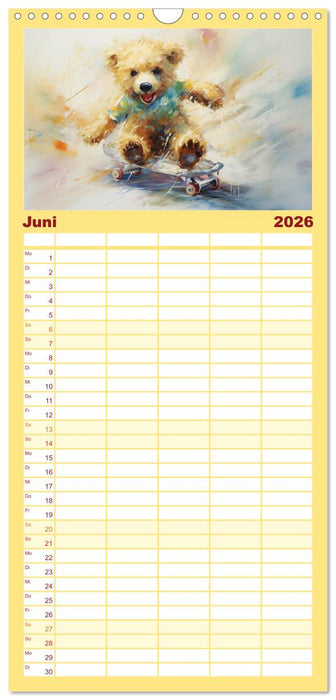 Teddybär Romantik. Verträumte Aquarelle von lieblichen Bären (CALVENDO Familienplaner 2026)