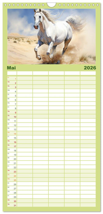 Anmutige Schimmel. Ästhetik Aquarell-Pferde (CALVENDO Familienplaner 2026)