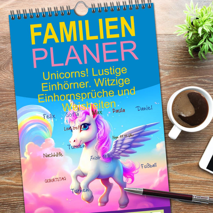 Unicorns! Lustige Einhörner. Witzige Einhornsprüche und Weisheiten (CALVENDO Familienplaner 2026)