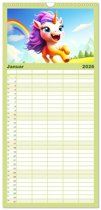 Unicorns! Lustige Einhörner. Witzige Einhornsprüche und Weisheiten (CALVENDO Familienplaner 2026)