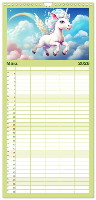 Unicorns! Lustige Einhörner. Witzige Einhornsprüche und Weisheiten (CALVENDO Familienplaner 2026)