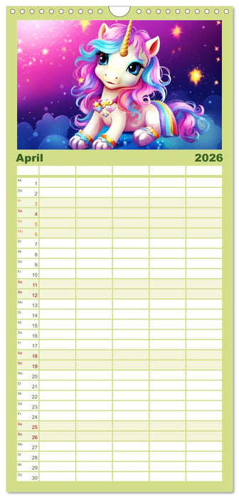 Unicorns! Lustige Einhörner. Witzige Einhornsprüche und Weisheiten (CALVENDO Familienplaner 2026)