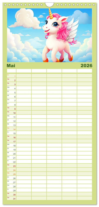 Unicorns! Lustige Einhörner. Witzige Einhornsprüche und Weisheiten (CALVENDO Familienplaner 2026)