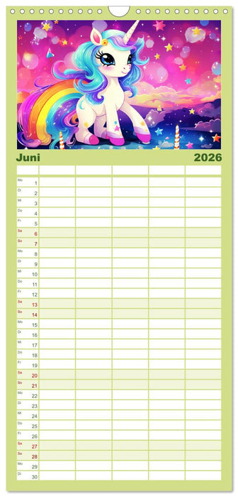 Unicorns! Lustige Einhörner. Witzige Einhornsprüche und Weisheiten (CALVENDO Familienplaner 2026)