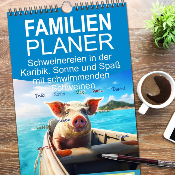 Schweinereien in der Karibik. Sonne und Spaß mit schwimmenden Schweinen (CALVENDO Familienplaner 2026)