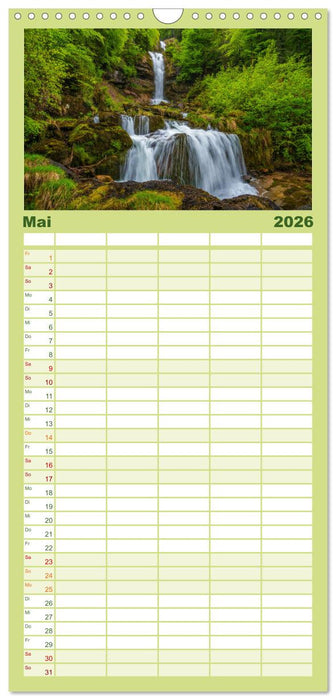 Wasserfallwelt Schweiz (CALVENDO Familienplaner 2026)