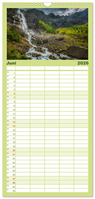 Wasserfallwelt Schweiz (CALVENDO Familienplaner 2026)