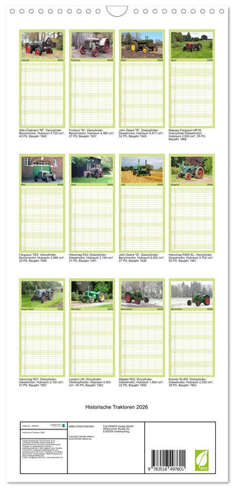 Historische Traktoren 2026 (CALVENDO Familienplaner 2026)