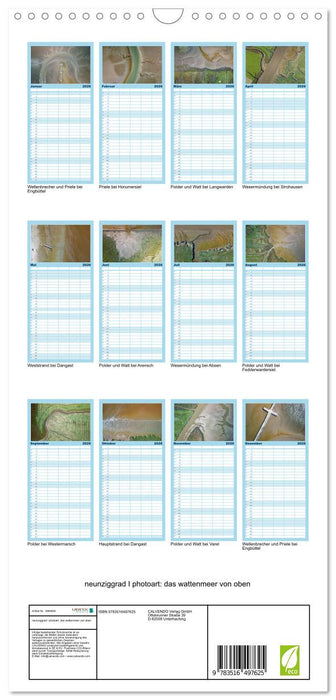 neunziggrad I photoart: das wattenmeer von oben (CALVENDO Familienplaner 2026)