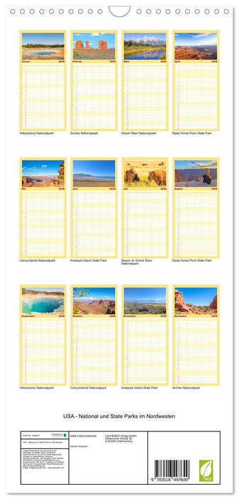 USA - National und State Parks im Nordwesten (CALVENDO Familienplaner 2026)