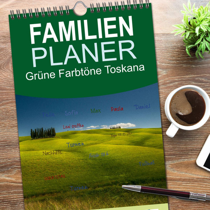 Grüne Farbtöne Toskana (CALVENDO Familienplaner 2026)