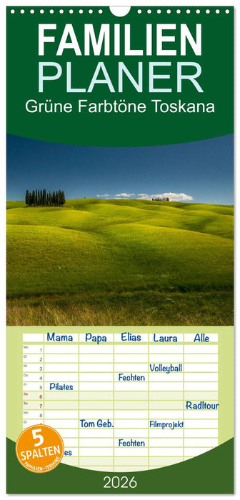 Grüne Farbtöne Toskana (CALVENDO Familienplaner 2026)