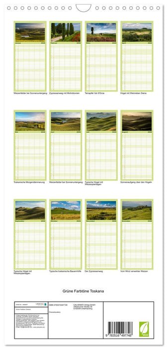 Grüne Farbtöne Toskana (CALVENDO Familienplaner 2026)