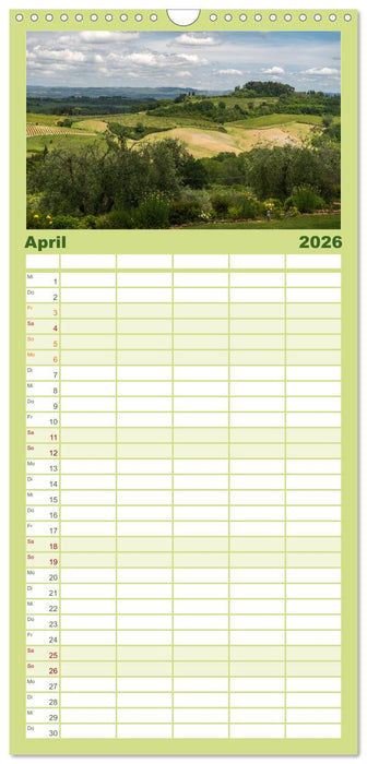 Grüne Farbtöne Toskana (CALVENDO Familienplaner 2026)