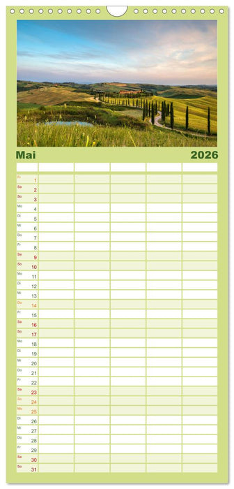 Grüne Farbtöne Toskana (CALVENDO Familienplaner 2026)