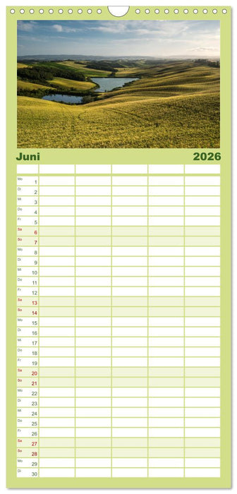 Grüne Farbtöne Toskana (CALVENDO Familienplaner 2026)