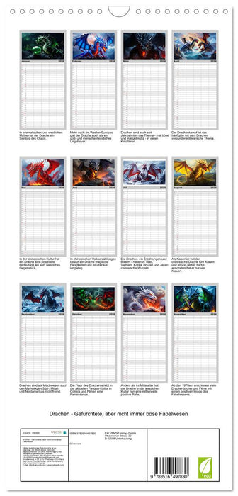 Drachen - Gefürchtete, aber nicht immer böse Fabelwesen (CALVENDO Familienplaner 2026)
