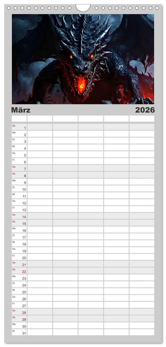 Drachen - Gefürchtete, aber nicht immer böse Fabelwesen (CALVENDO Familienplaner 2026)