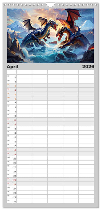 Drachen - Gefürchtete, aber nicht immer böse Fabelwesen (CALVENDO Familienplaner 2026)