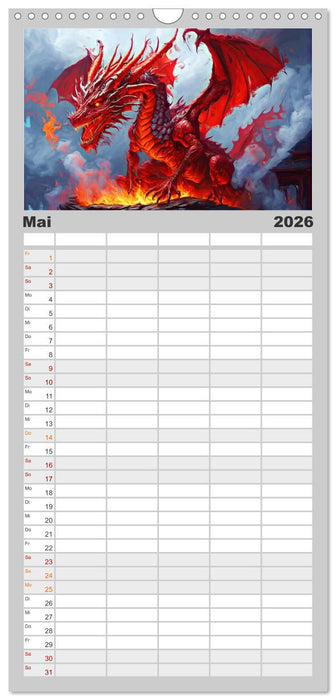Drachen - Gefürchtete, aber nicht immer böse Fabelwesen (CALVENDO Familienplaner 2026)